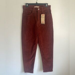 NEW WITH TAG CORDUROY RUST TERRACOTTA RED HIGH WAISTED MOM JEAN SIZE 28